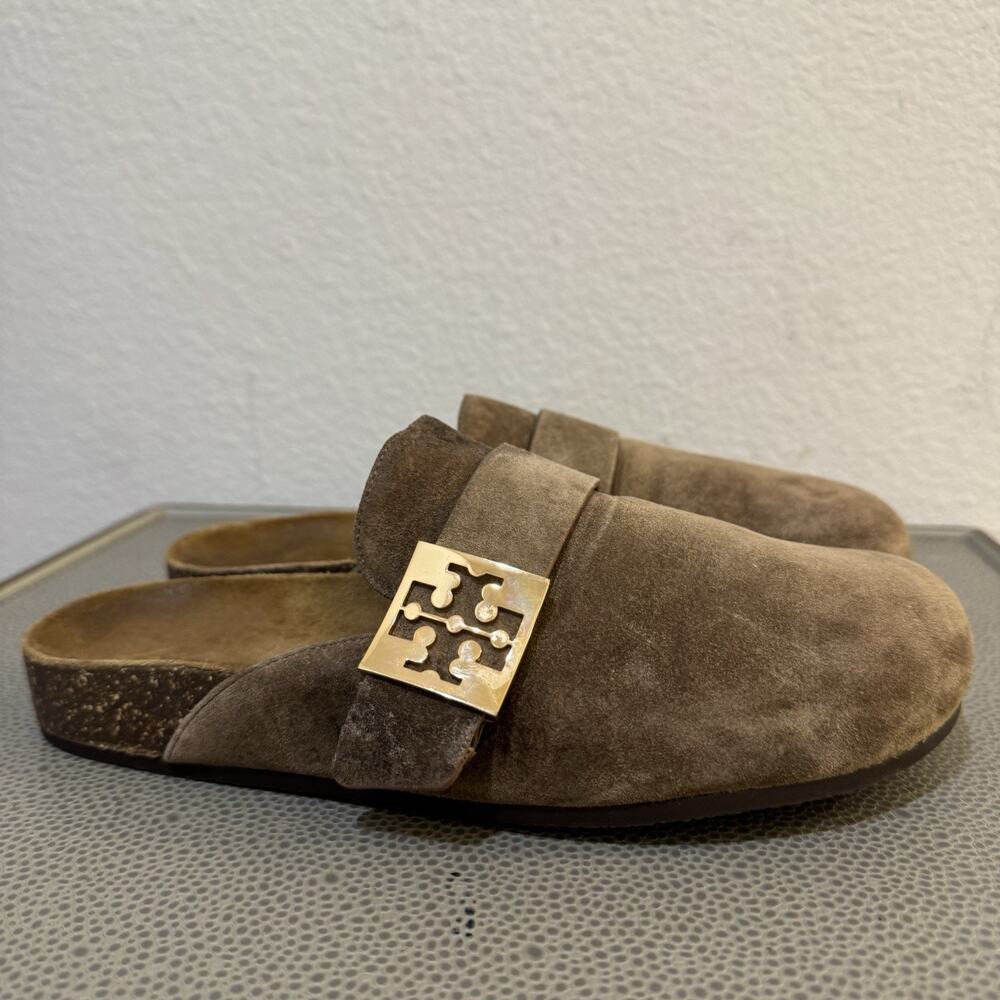 Tory Burch Mellow Suede Mule, River Rock/ Gold Hardware -Women's Size 7